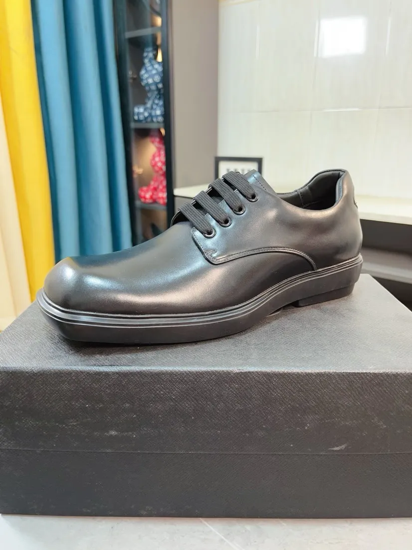Men's shoes 💰540🌹🌹【PRADA Leather Shoes】Top purchasing agency Original imported Italian custom-made open-edge beaded cowhide leather surface, fully imported water-dyed breathable cowhide lining, original factory special molded sole super comfortable, size: 38-44
